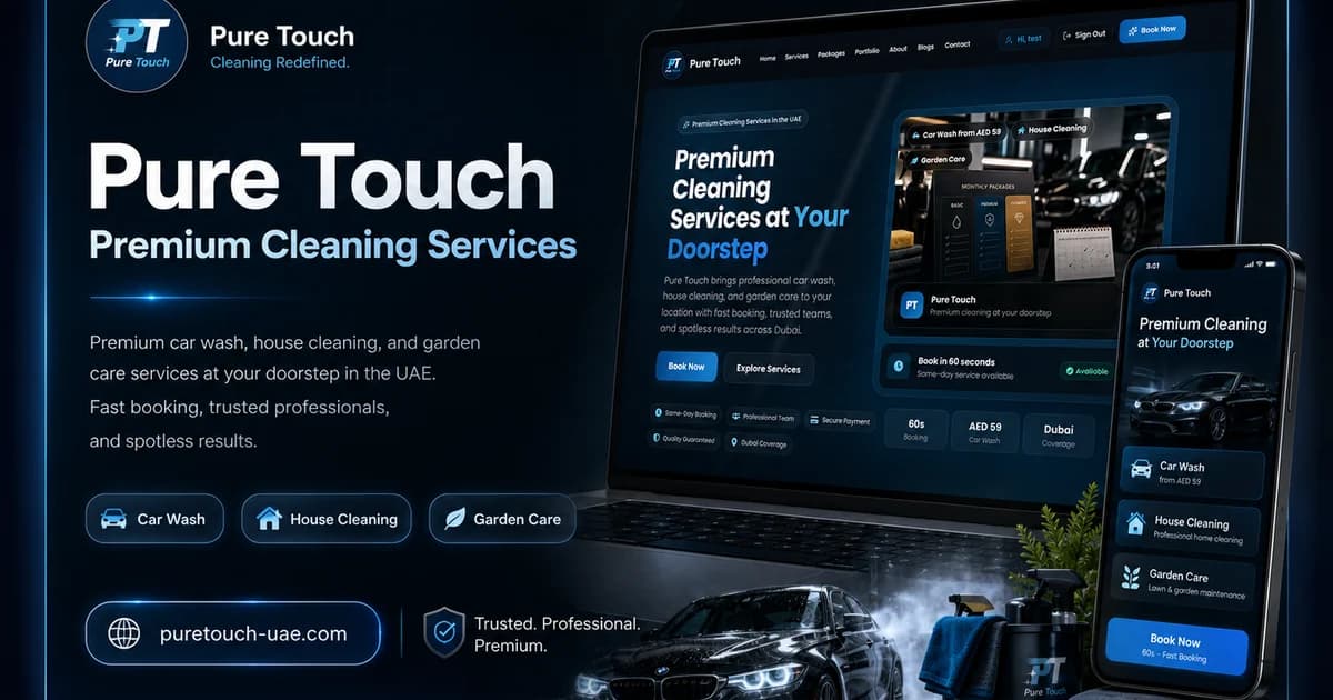 Pure Touch website and digital product showcase by TAS