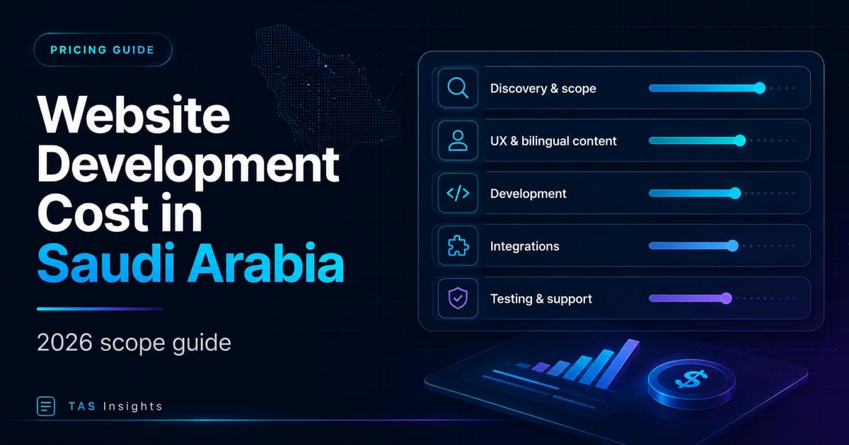 Website development cost planning in Saudi Arabia using a real TAS education platform project